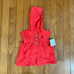 NWT Carters Red‎ vest with buttons and hood 6 month